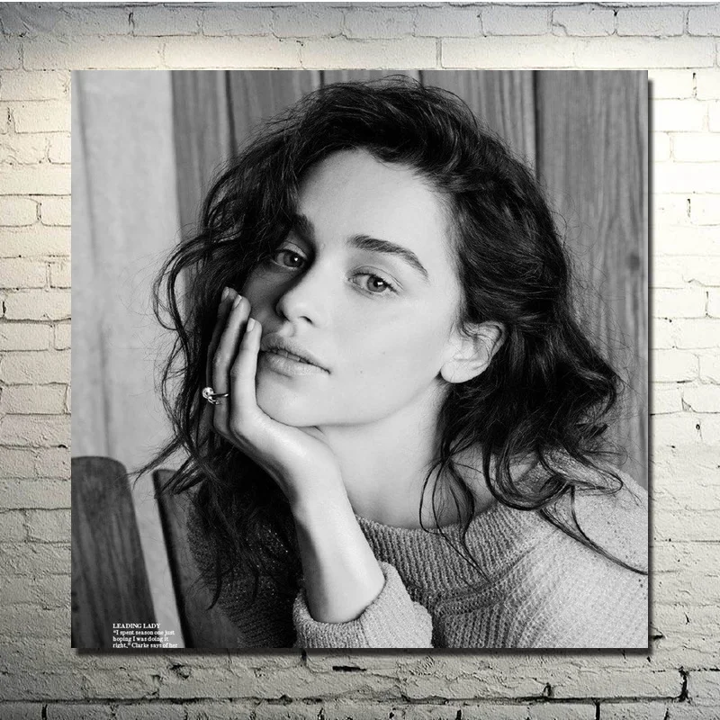 Emilia Clarke в стиле шелковая ретро плакат из ткани и печать Настенная картина Картина