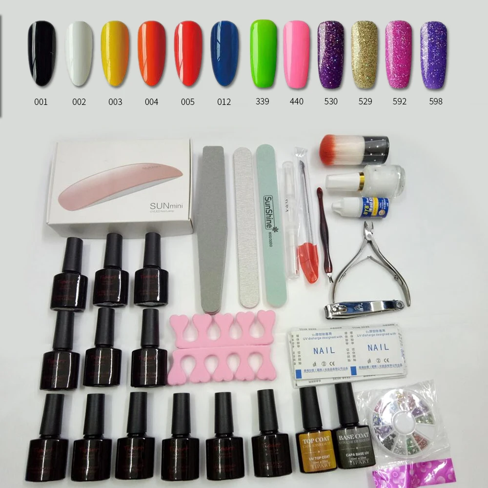 TIPART 12 видов цветов гель для ногтей отмачиваемый Гель-лак топ и Базовое покрытие