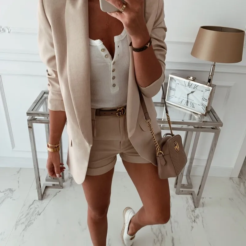Large size Women's Blazers autumn hot Slim long sleeve solid color fake pocket lapel high quality blazer women's outerwear | Женская