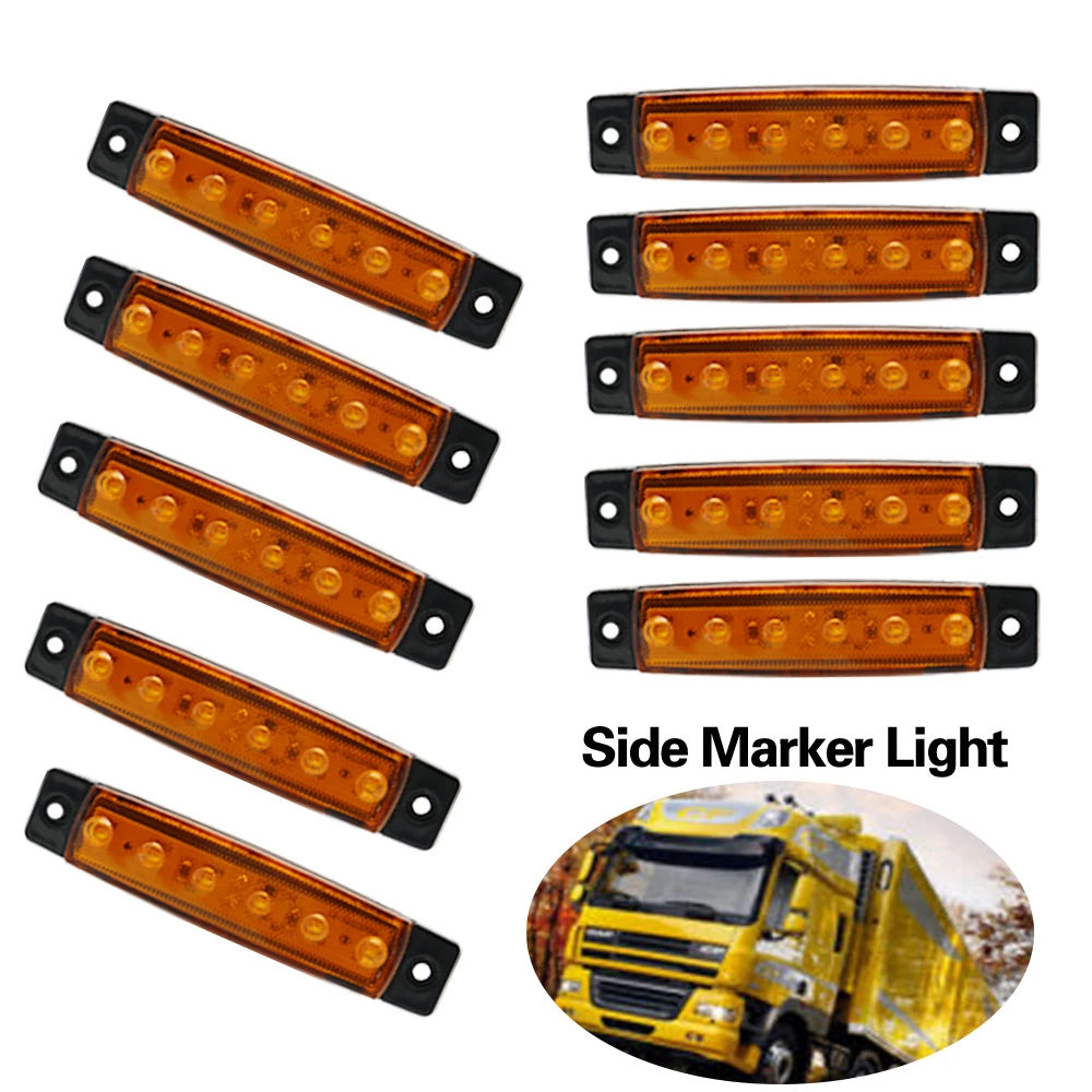 10pcs 6 LED Car Bus Truck Light DC 12V Power Supply Stop Rear Tail Brake Reverse Trailer Side Marker Lndicators | Автомобили и