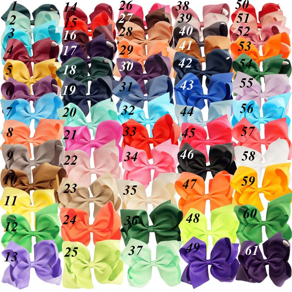 

CN 32pcs/lot 6" Fashion Handmade Solid Grosgrain Ribbon Hair Bow For Kids Girls Boutique Hair Accessories Hairgrips