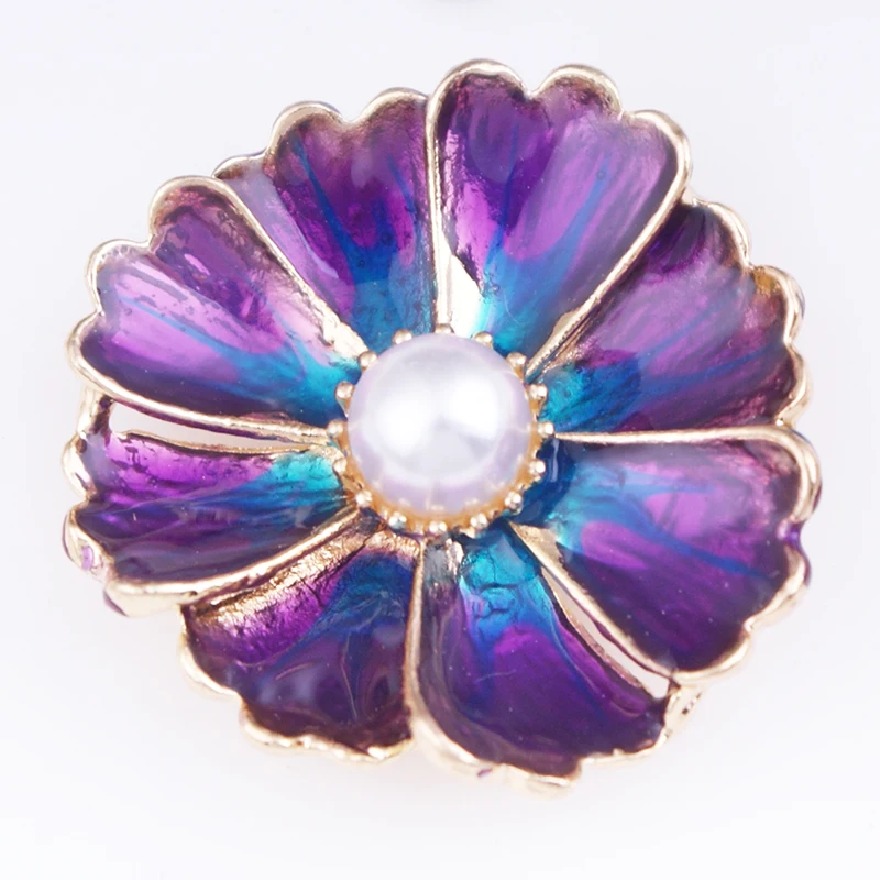 XH158 Enamel red purple glod green flower 18mm Metal snap button jewelry DIY bracelet | Украшения и аксессуары