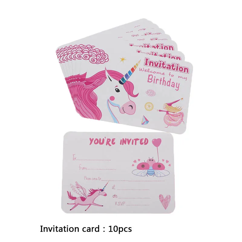 invitation card10pcs День Рождения вечерние Детские Фламинго вечерние украшения День Святого Валентина мультфильм одноразовая посуда набор принадлежностей - Цвет: invitation card10pcs
