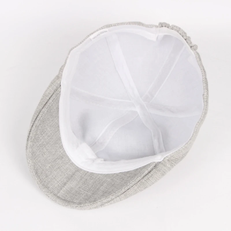 

HT1376 Vintage Summer Linen Beret Caps for Men Women Solid Black Grey Cabbie Gastby Driver Newsboy Ivy Caps Plain Advanced Beret