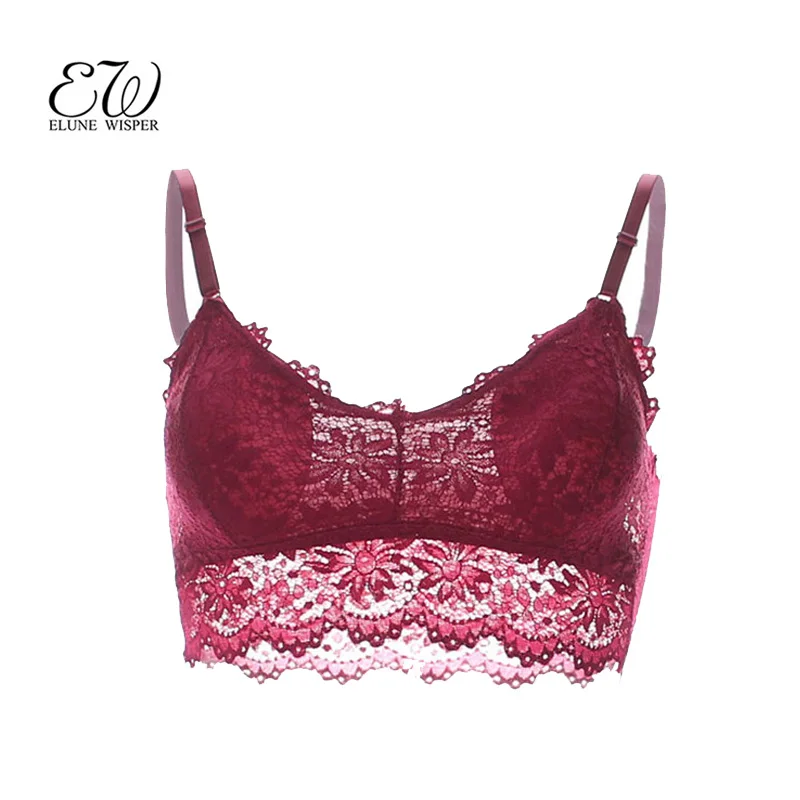 EW Hot Sexy Women Wire Free Lingerie Bra floral Lace Hollow Out Bralettes Push Up Crop Top Bras Bralette | Женская одежда