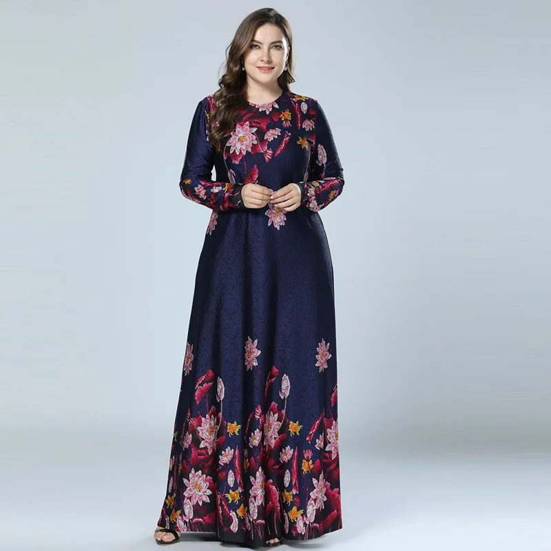 Женское кимоно с цветочным принтом Abaya мусульманское Макси-платье из Дубая абайя