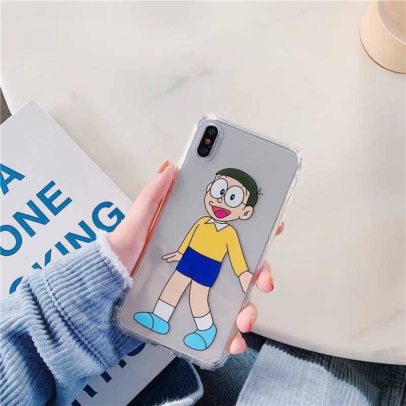 Прозрачный мягкий чехол из ТПУ для iPhone 6 S 7 8 Plus X XR XS Max Doraemon Nobita kamei с милыми