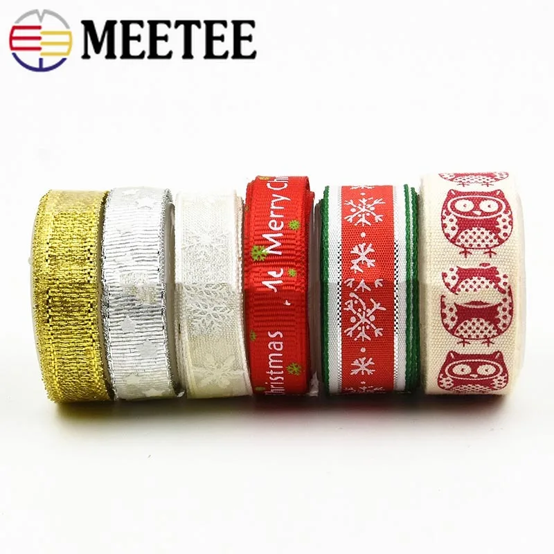 Meetee 1 набор (18 метров) 10/15/25 мм ленточки для волос 9 Стиль упаковка рождественских