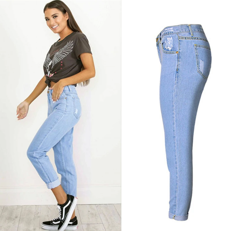 Джинсы LOGAMI в стиле бойфренда женские джинсы с высокой талией брюки 2017 синие|denim