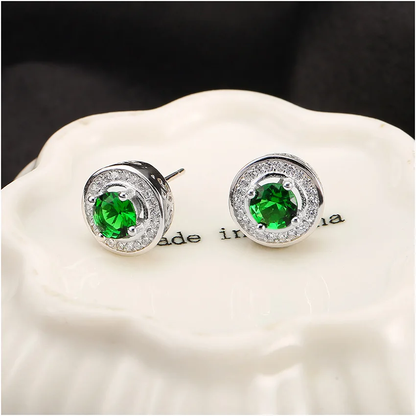 Shineland Винтаж Роскошные Красочные Круглый Цирконий Кристаллические серьги для