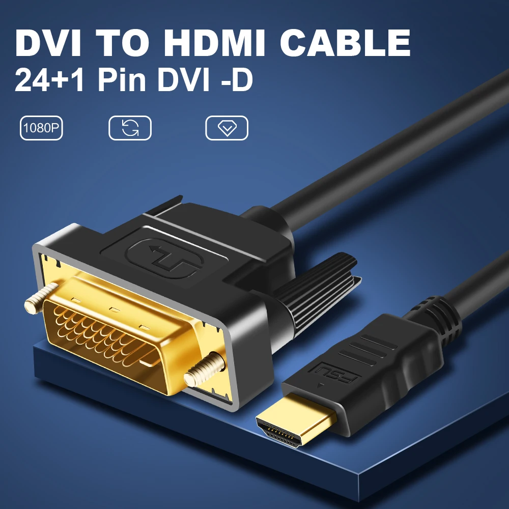 1080P 3D HDMI к DVI HDMI кабель 24+ 1 pin адаптер Кабели для lcd DVD HDTV xbox высокоскоростной DVI hdmi кабель 1 м 2 м 3 м 5 м