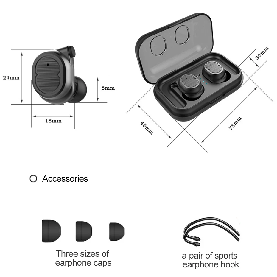 Беспроводные наушники Bluetooth 5 0 водонепроницаемые вкладыши с зарядным боксом для