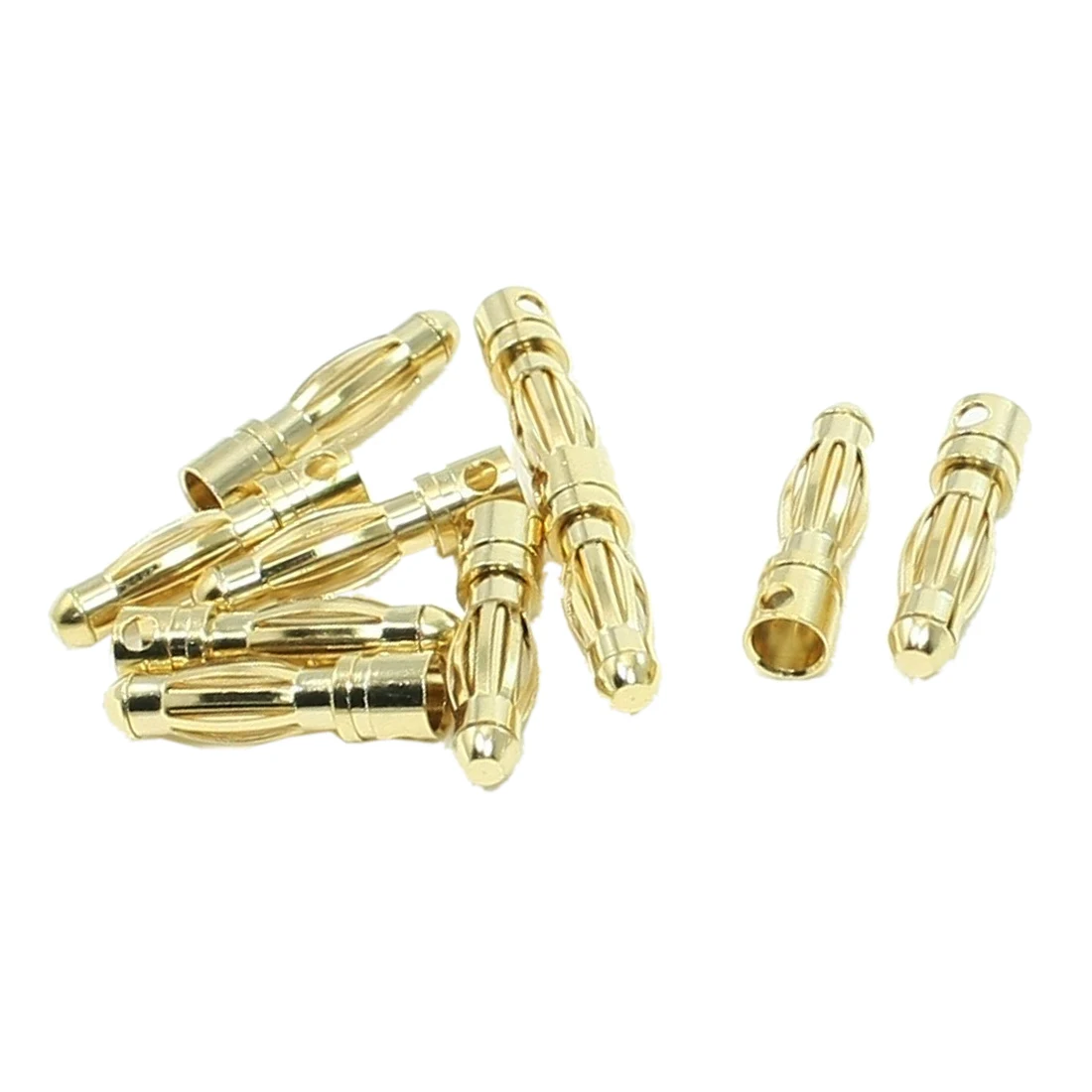 

10PCS Gold Tone 4mm Male Banana Plug Bullet Connector Replacements