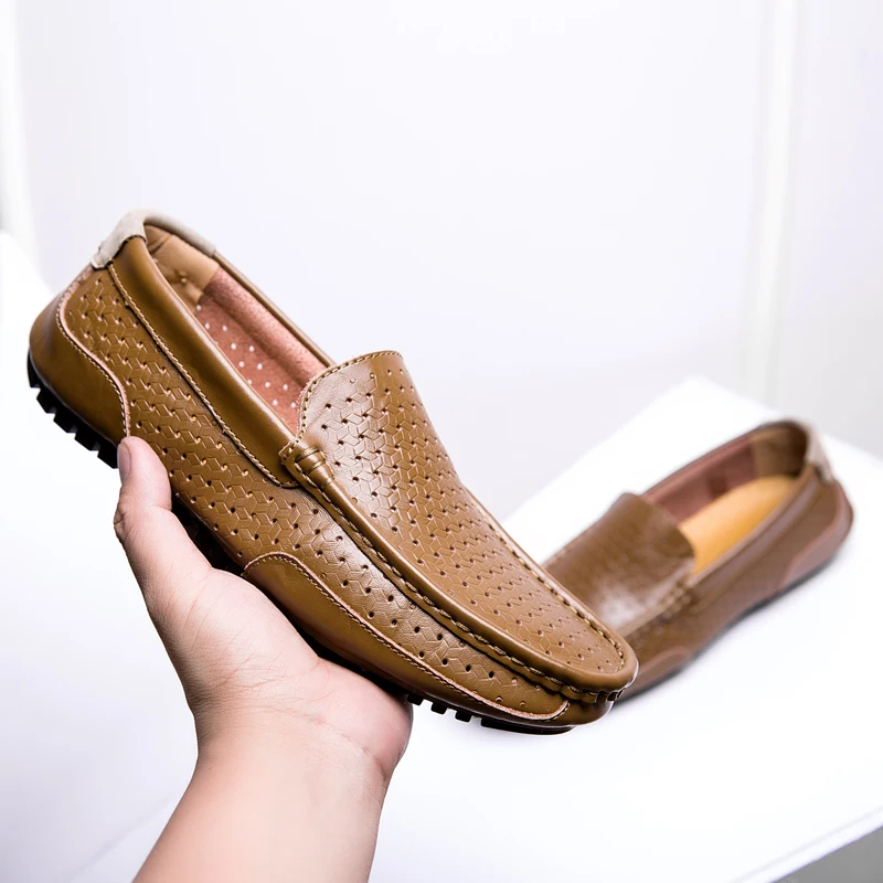 Летние ленивый кожаные лоферы мужские слипоны водонепроницаемые Мокасины