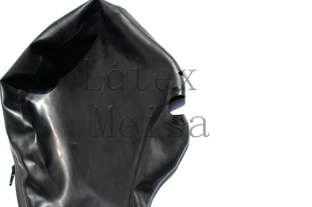 Взрослые латексные капюшоны БДСМ открытый рот и ноздри черного цвета с