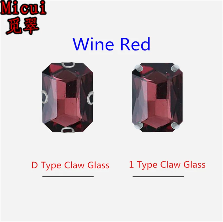 Wine Red Micui Octangle стекло кристалл страз Швейные Стразы с коготь Кристалл пришить коготь стразы для свадьбы DIY MC1004 - Цвет: Wine Red