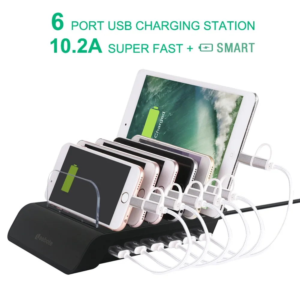 Leebote универсальное USB зарядное устройство 6 портов usb зарядная станция подставка