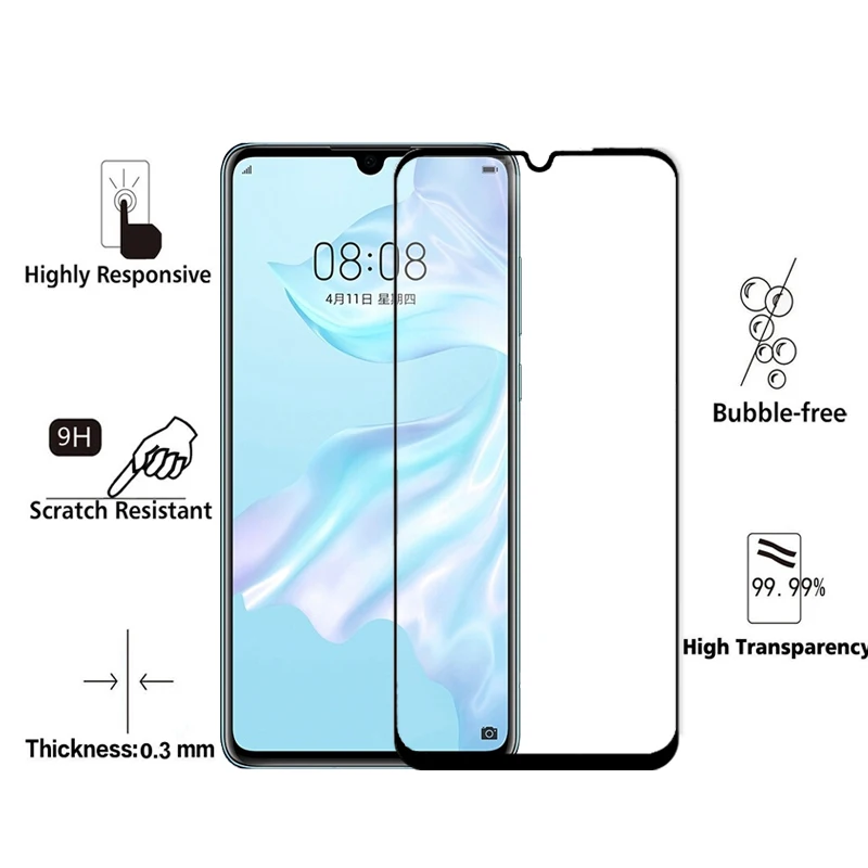 5d закаленное стекло с полным клеем для huawei p30 lite полное покрытие защита экрана tremp