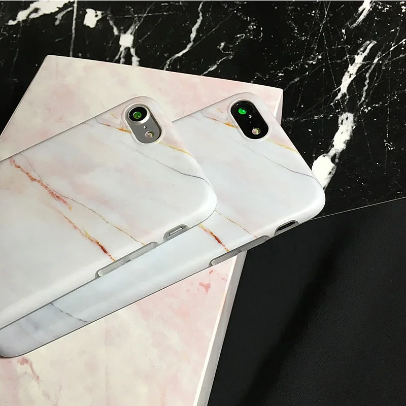 Jiban простой Коралл мрамор IMD матовая телефон оболочки для iPhone 6 6S 7 8 Plus все включено