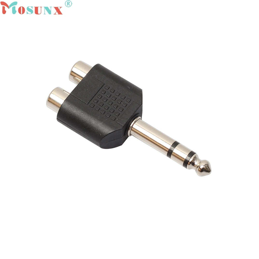 Изящный 6 35 мм аудио стерео штекер разъем к 2 двойным RCA адаптера JAN24|adapter rca|dual plugsocket