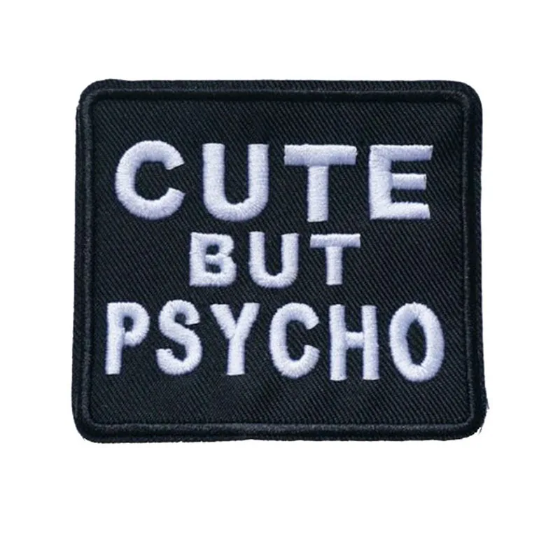 

CUTE BUT PSYCHO Embroidery Patch Tactical Morale Badge iron on Armband Patch for Cap/Jacket/Backpack and clothing