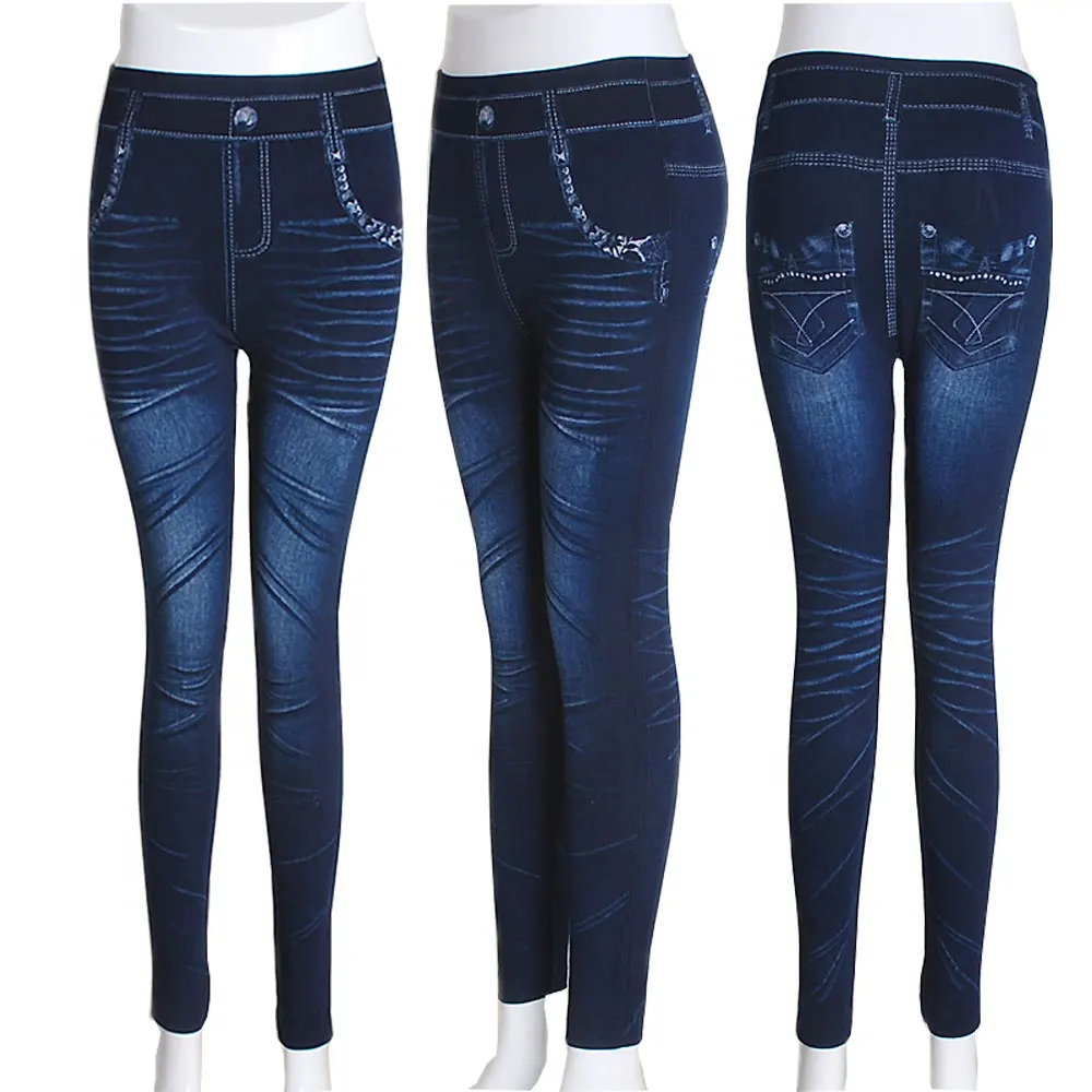 lace pocket Модные тонкие женские леггинсы из искусственной лосины из джинсовой ткани, сексуальные летние леггинсы с карманом и принтом, повседневные узкие брюки, женская одежда - Цвет: lace pocket