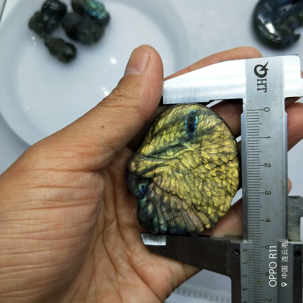 

Natural Rare Purple Golden Light Moonstone Labradorite Sculpture Eagle Skull You Received are The Same as The Pictur