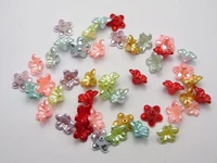 200 mixed color acrylic pearl bead cap bellflower bell flower beads 10mm