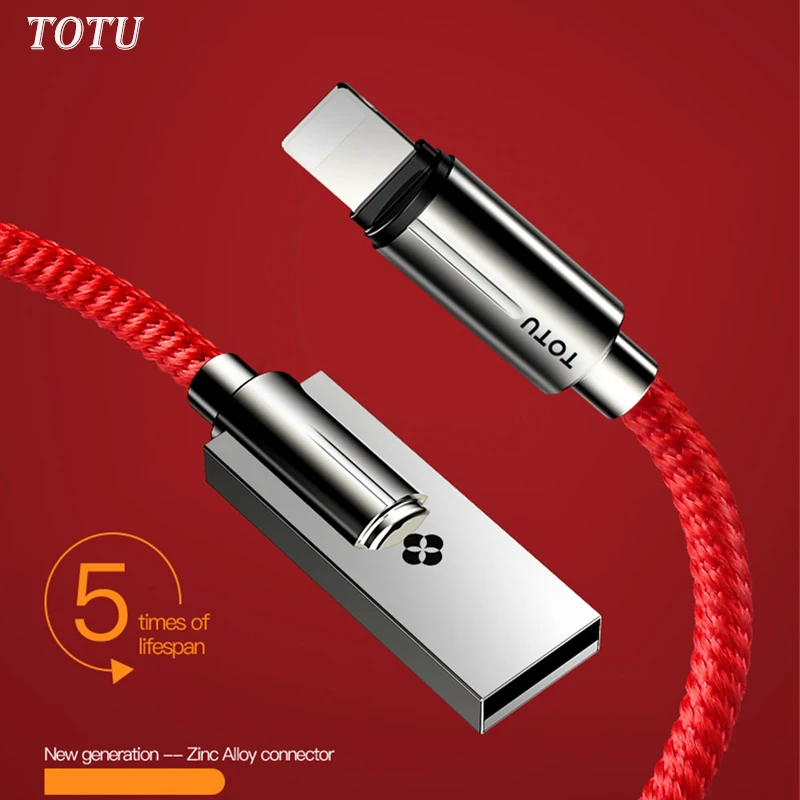 TOTU USB кабель для iPhone кабель для быстрой зарядки зарядное устройство кабель для iPhone X/Xs/Max 8 7 6 6s 5 USB кабель для передачи данных из цинкового сплава Кабо