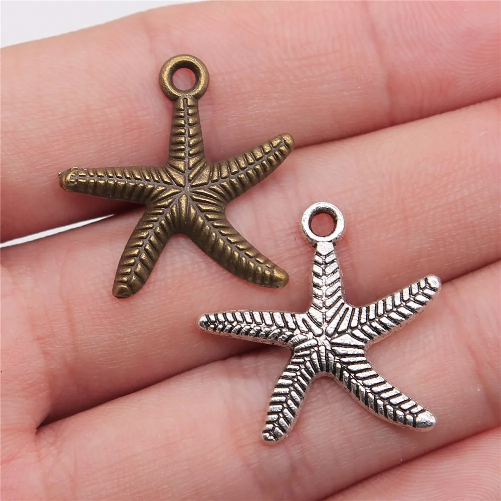 

WYSIWYG 20pcs 25x24mm Starfish Pendant lot Antique Silver Color Starfish Pendant Starfish Pendant Charm