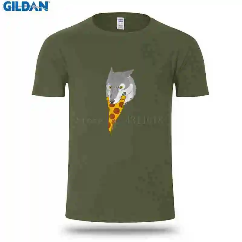 Трикотажные футболки для Для мужчин Стандартный короткий рукав пиццы волк майка