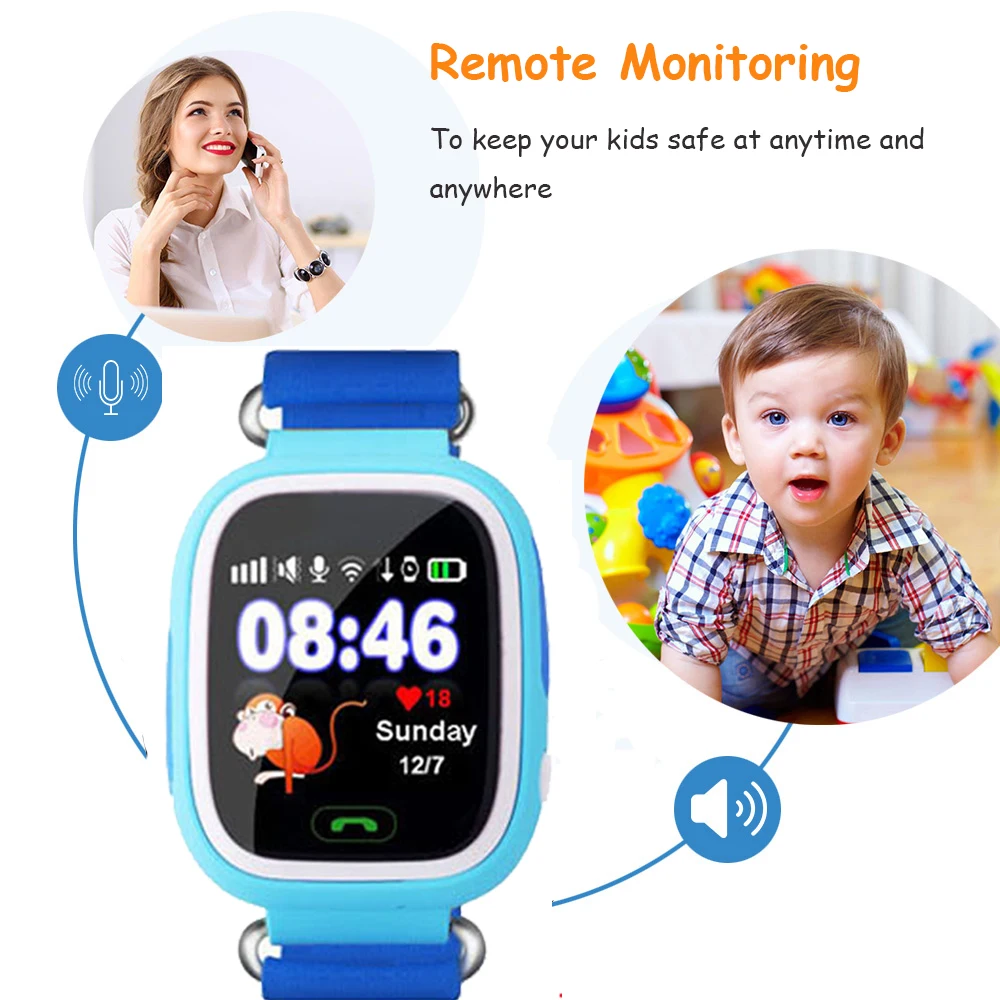 Smart watch для детей Q90 gps smart tracker baby safe Смарт-часы с Wi-Fi местоположение sos-вызов