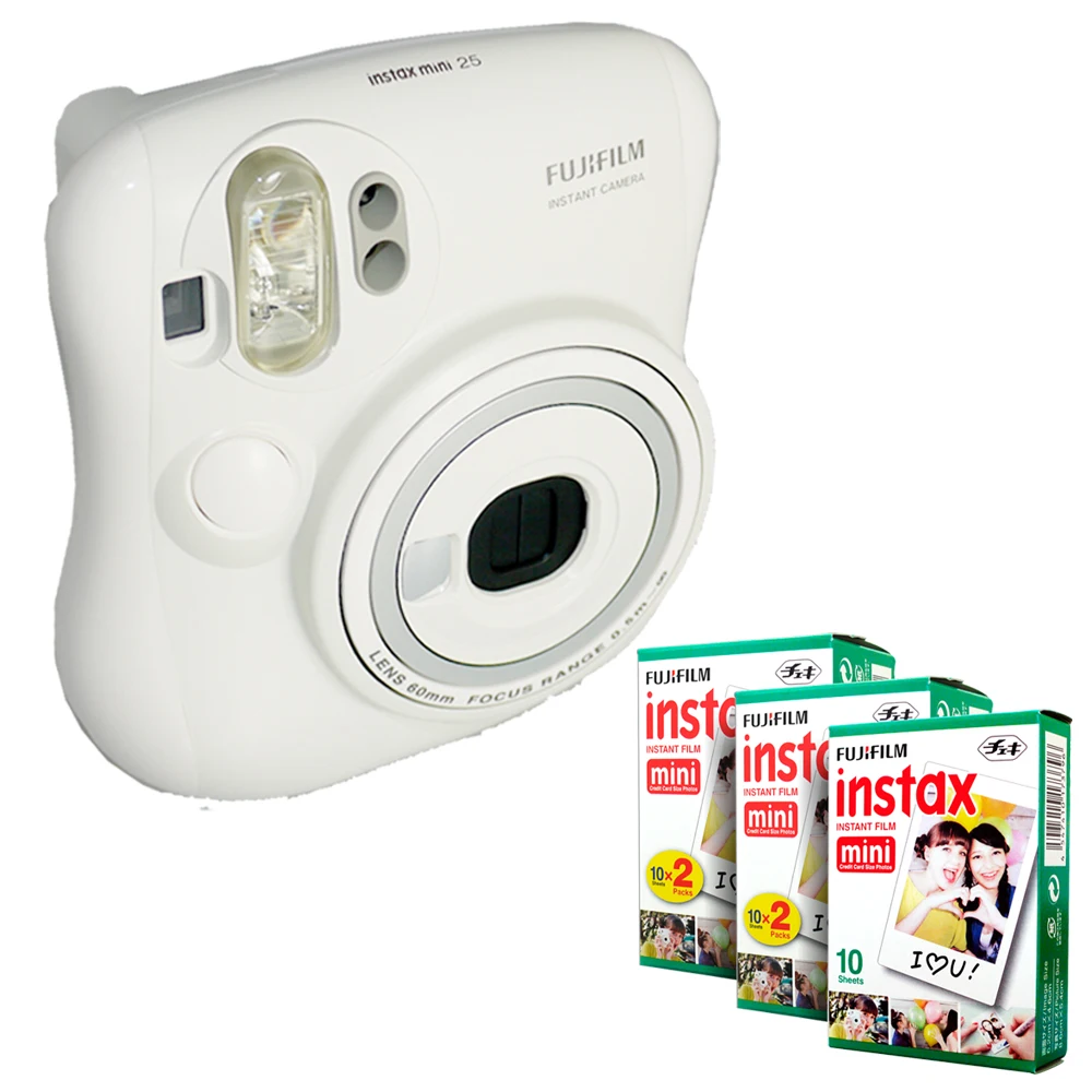 Fujifilm Instax Mini 25 мгновенная пленка камера + Fuji мгновенный белый край 50 белый|film slr