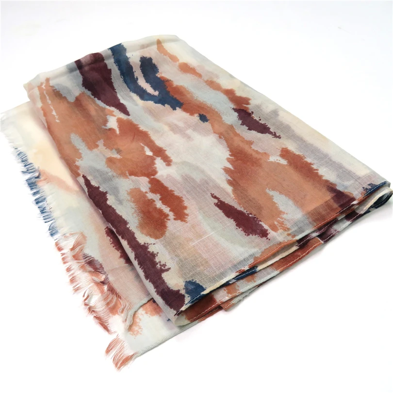 Кисточкой Шарф Для Женщин Печати Длинные Тонкие Шали Украл Дамы Полиэстер Типпет