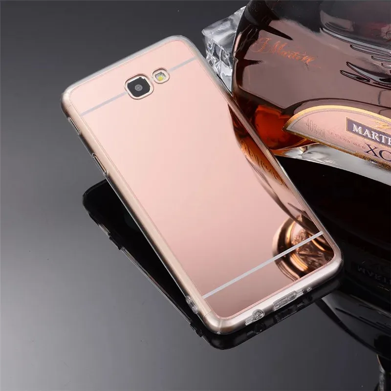 Роскошные розовое золото Мягкие TPU Зеркало Chrome чехол для Samsung Galaxy J5 Prime On5 2016 назад