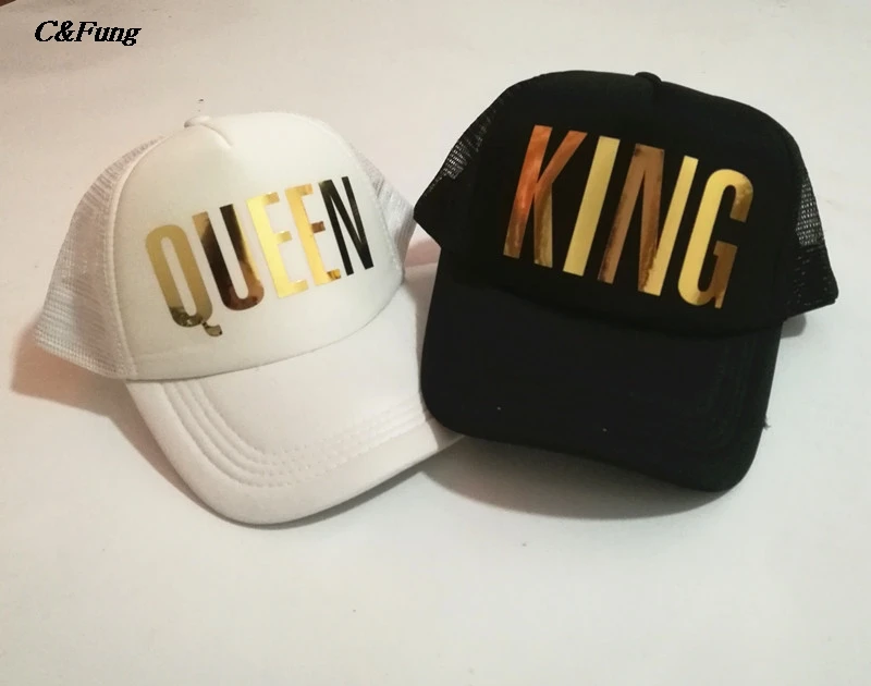 «KING», «QUEEN» золотого сияния принт Кепка-бейсболка Для мужчин Для женщин летний солнцезащитный щит, Кепка с козырьком, белая черная бейсбольная кепка