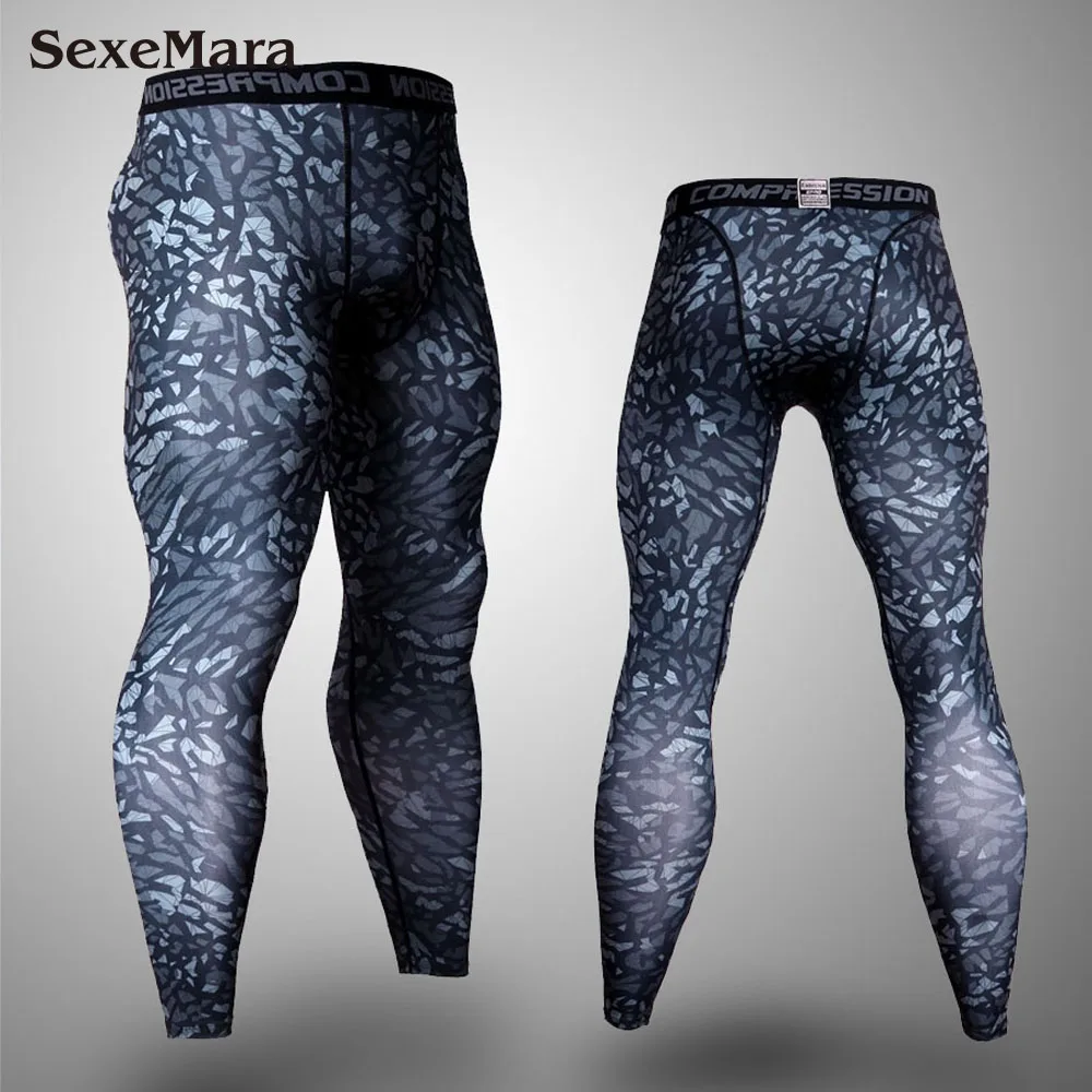 Only Pants Для мужчин Мужская кальсоны компрессионный костюм Фитнес-плотно Камуфляжный комплект для бега Термальность нижнее белье, лосины спортивный костюм Crossfit - Цвет: Only Pants