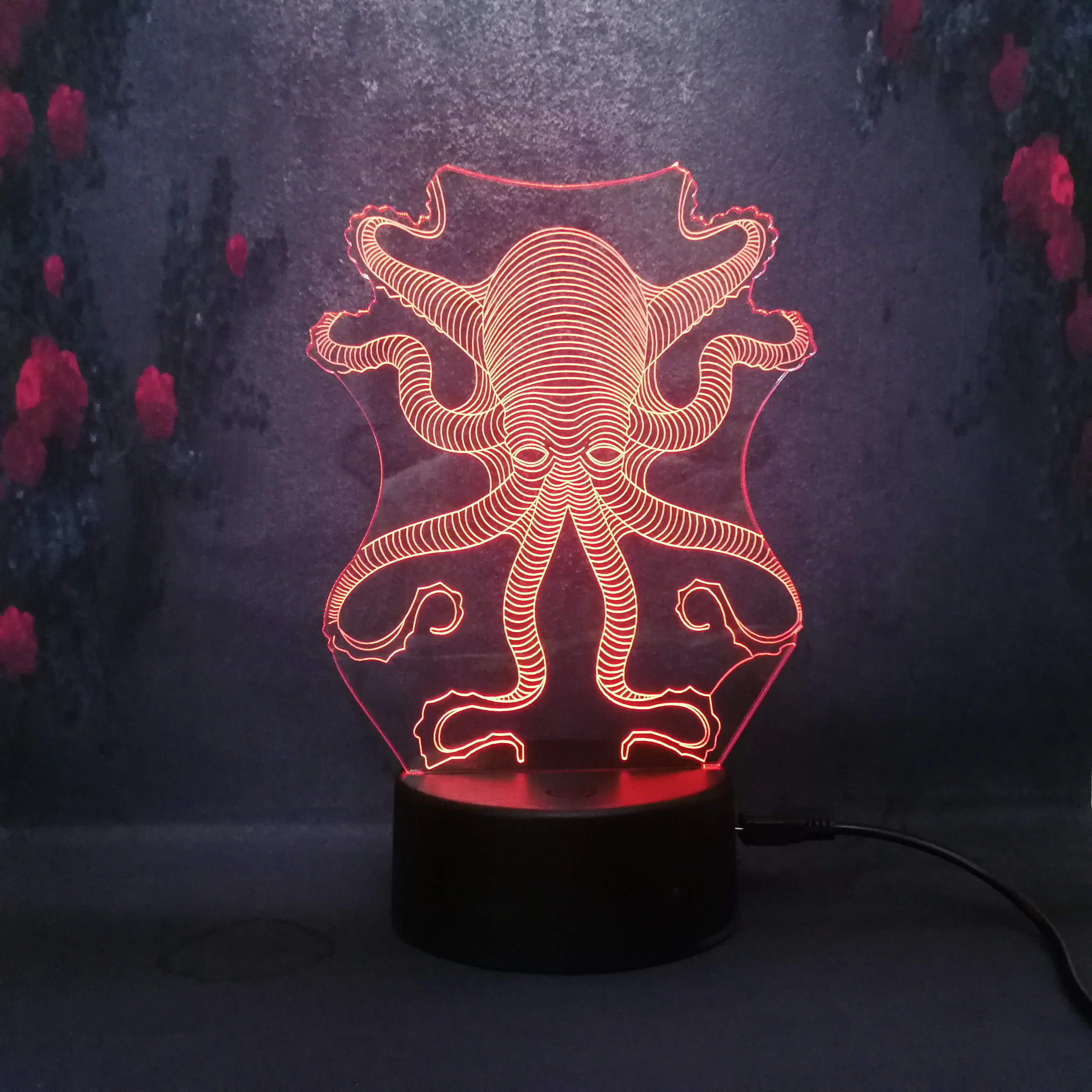 3D модель осьминога креативная лампа игрушка малыш 7 цветов блеск Ночник LED