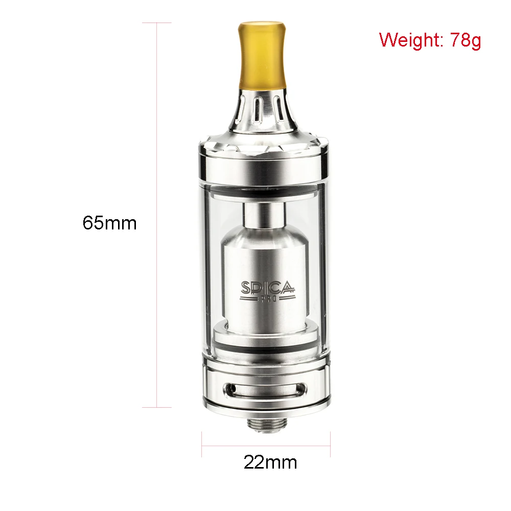 Электронная сигарета распылитель Spica Pro MTL Ремонтопригодный Vape бак 22 мм 3 мл