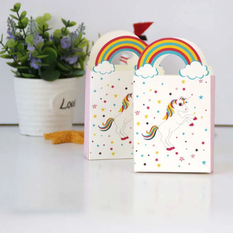 20 шт. бумажный мешок с единорогом подарочные коробки радужными ручками детские