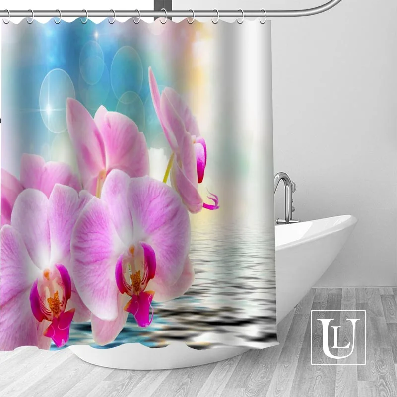 Shower Curtain Новое поступление на заказ Орхидея цветок занавеска для душа полиэфирная ткань занавески с крючками для ванной комнаты плесени устойчивый декор для ванной комнаты - Цвет: Shower Curtain