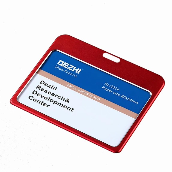 red no lanyard DEZHI горизонтальный стиль банк Кредитная карта значок держатель металлический материал автобус ID карты держатели с ремешком красочные и модные, OEM - Цвет: red no lanyard