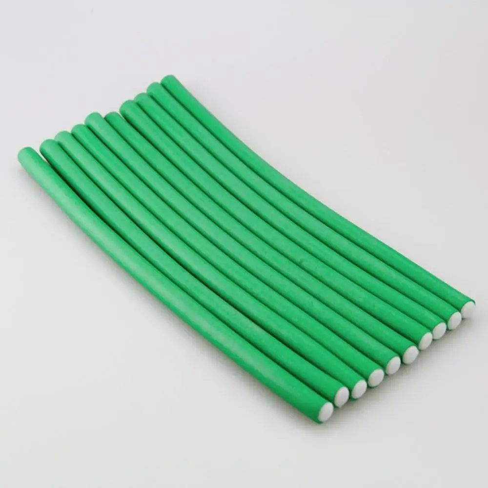 green 10 шт. DIY бигуди для волос Мягкие бигуди для волос бигуди жемчуг Хлопок волосы ролл локоны бублики Бенди flexi стержни спиральные Волшебные локоны perms - Цвет: green