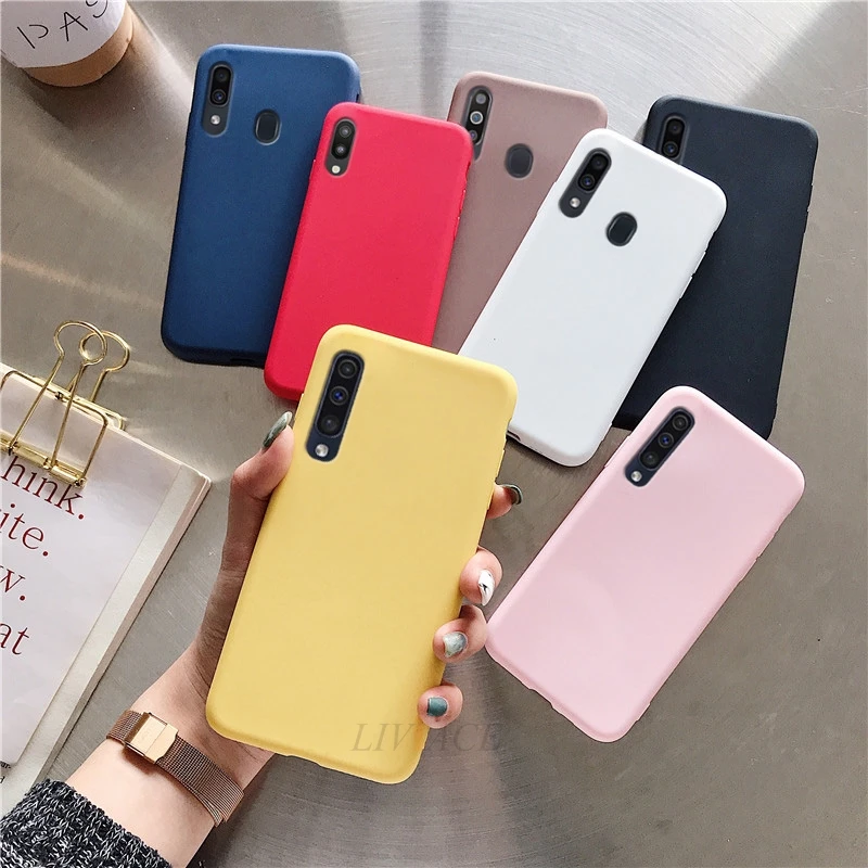 Однотонного яркого цвета для силиконовый чехол samsung galaxy m10 M20 A10 A30 A50 A40 A70 A20 a7 2018 a20e