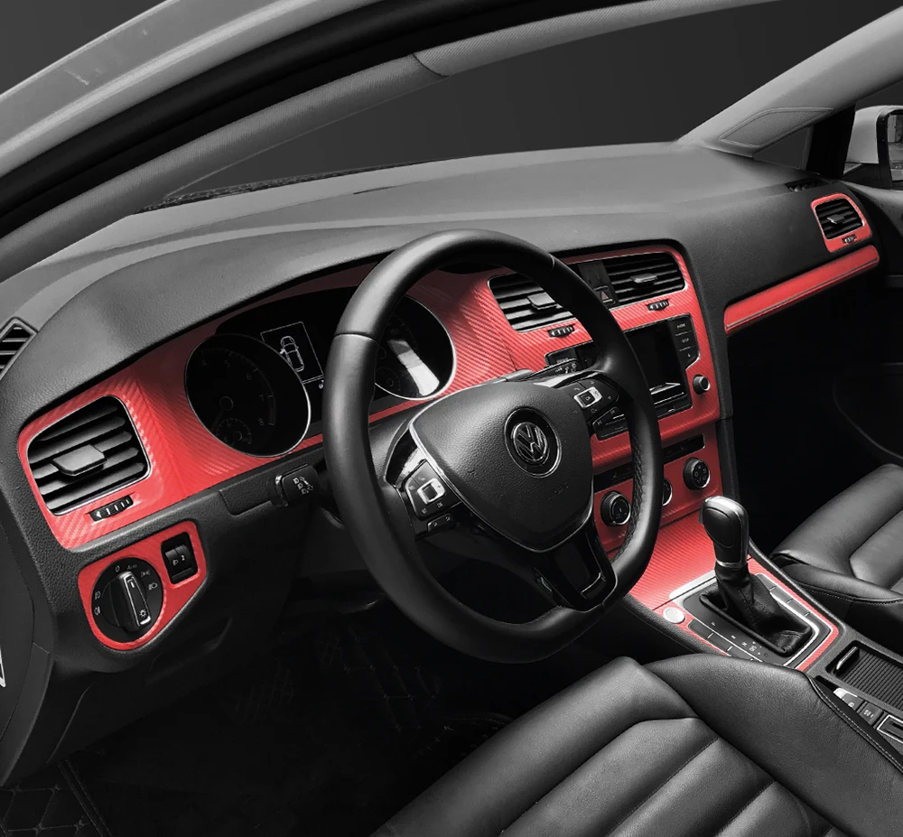 carbon fiber red Интерьер спортивные красное углеродное волокно защиты наклейки из углеродного волокна авто Стайлинг для VW Volkswagen Golf 7 MK7 GTI аксессуары - Название цвета: carbon fiber red