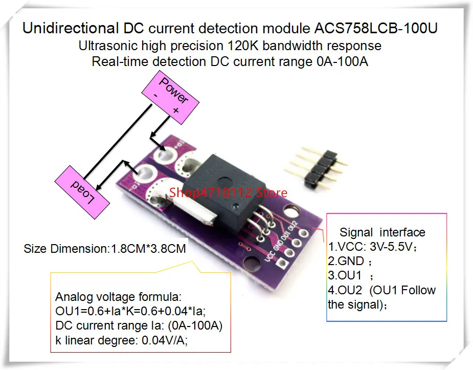 Новинка 1 шт./лот ACS758LCB-100U ACS758 ACS758-100 ACS758LCB 100U 120 кГц полоса пропускания DC: 0-100A 0 04 в/1A |