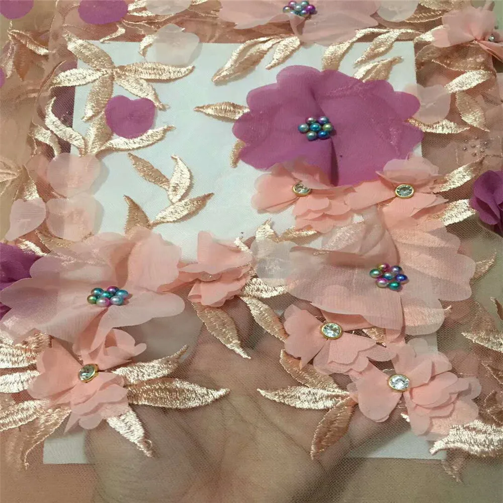 Итальянский Стиль 3d большой цветочный дизайн французский расшитый бисером