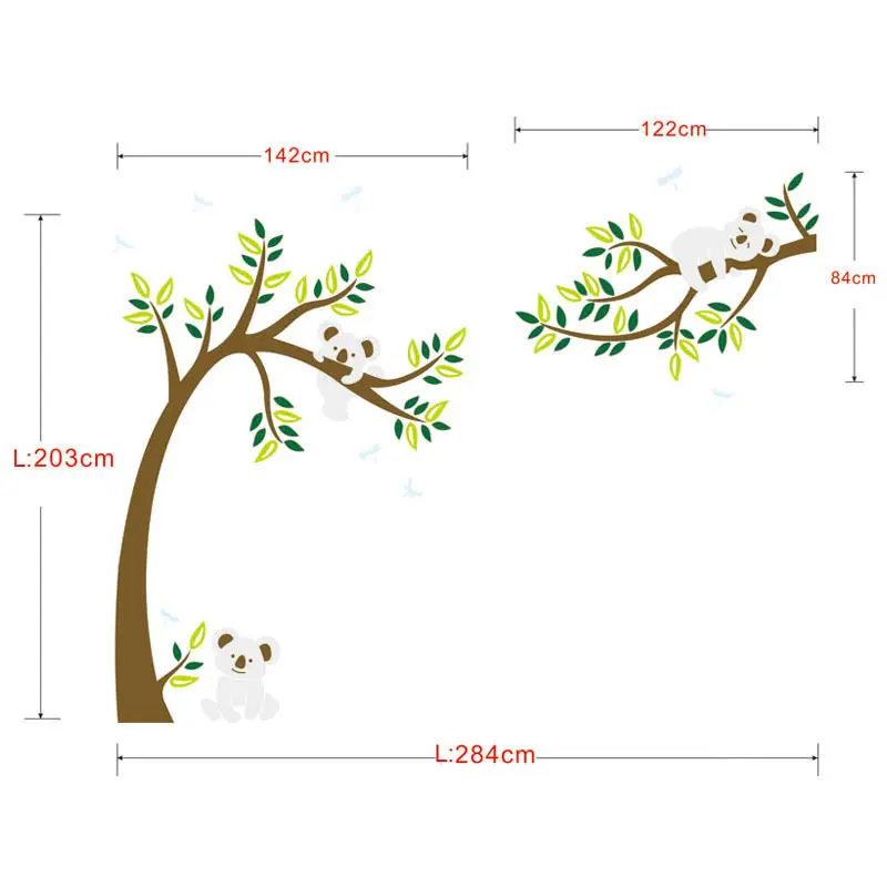 Съемный ПВХ Koalas дерево Большой Настенный стикер наклейка персонализированные
