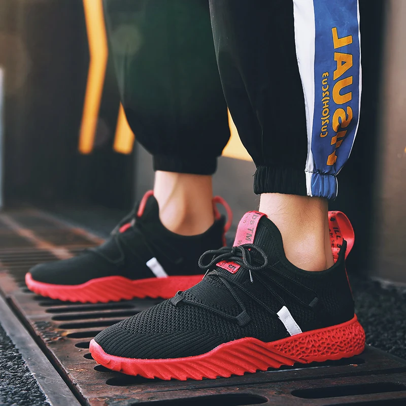 Мужские кроссовки с дышащей сеткой черные для бега улицы лета 2019|Беговая обувь| |