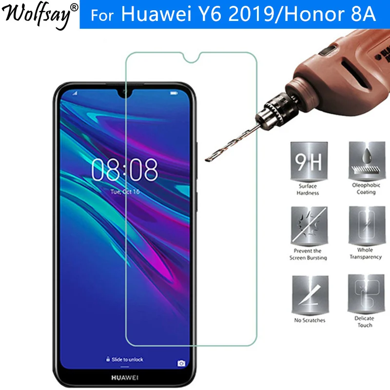 

2PC Tempered Glass For Huawei Y6 2019 Screen Protector For Honor 8A Glass JAT-LX1 Toughened Glass Protector For Huawei Honor 8A